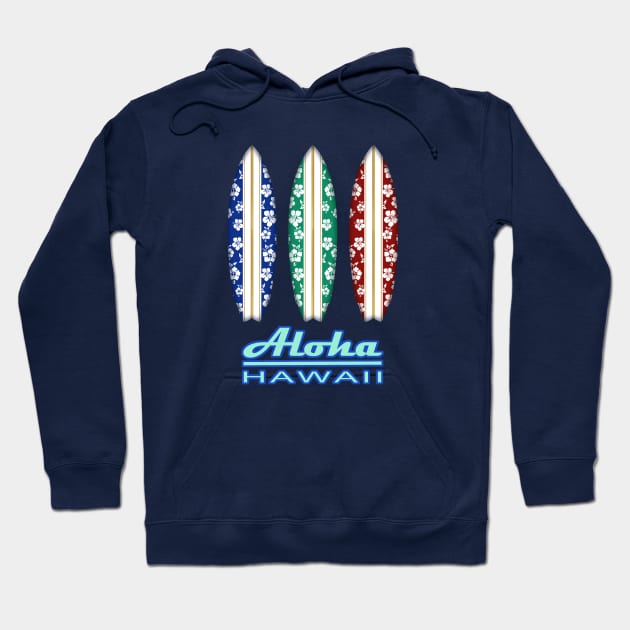 Aloha HAWAII Surf Boards Hoodie by robotface